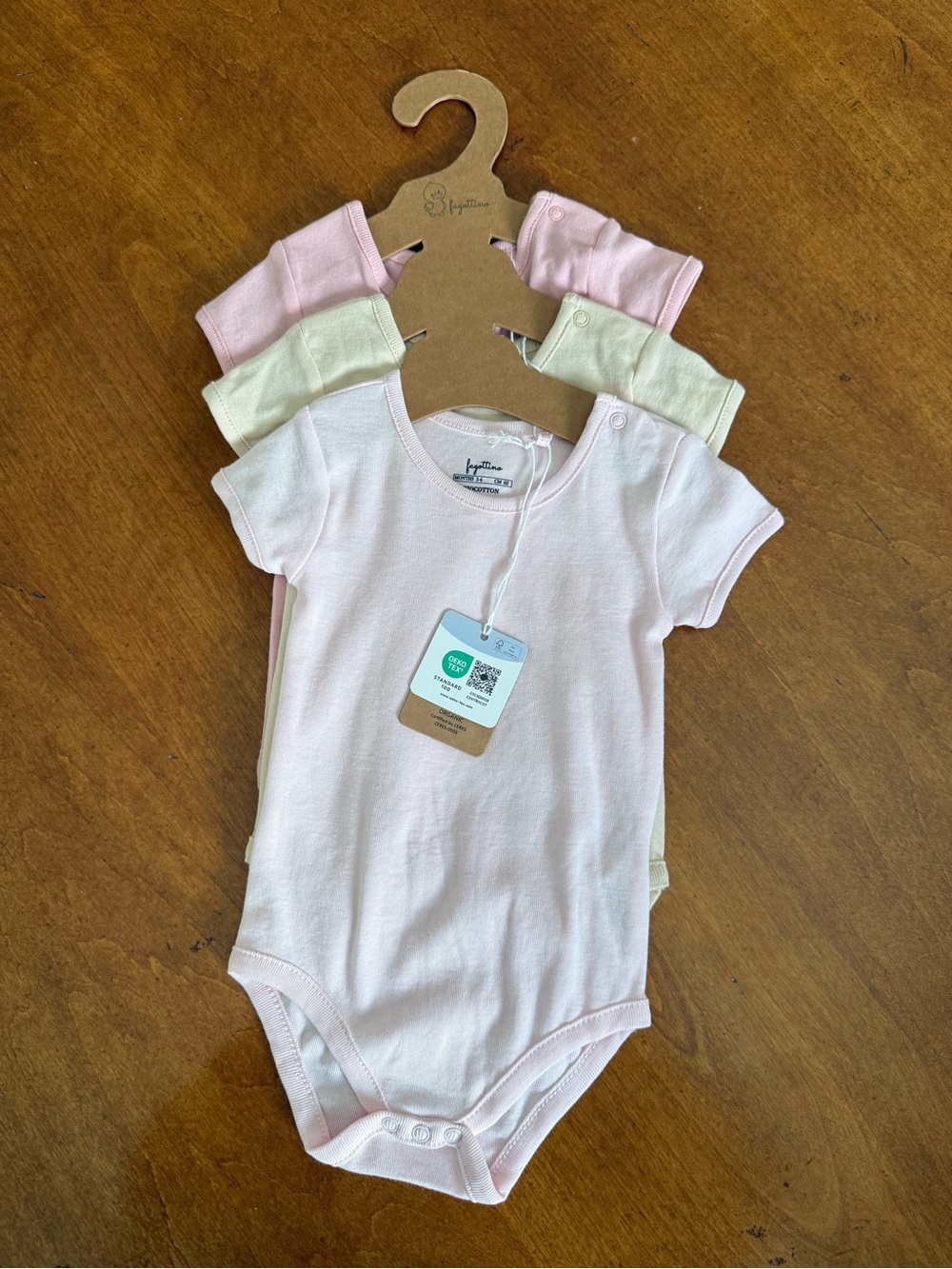 Organic Cotton 3-Pack Pastel Baby One-Piece Bodysuits - Pink, Cream, Light Pink